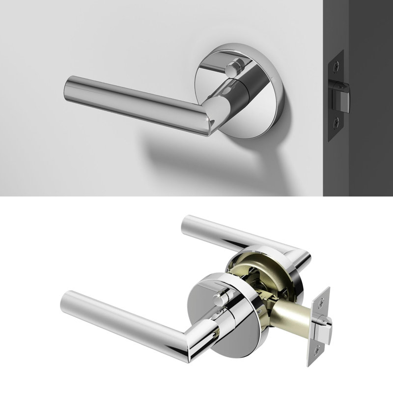 Stark Privacy Door Lever Modern Concealed Design For (Bed & Bath) – Sleek Minimalist Style in Chrome, Chrome