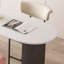 Table de bar semi-circulaire en pierre blanche-8356656
