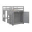 Lit mezzanine en bois avec garde-robe de rangement intégré et 2 fenêtres, gris