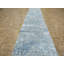 Tapis de la surface en laine de chemin en laine 3 pi x 13 pi 10 po one-of-kind noué la blue