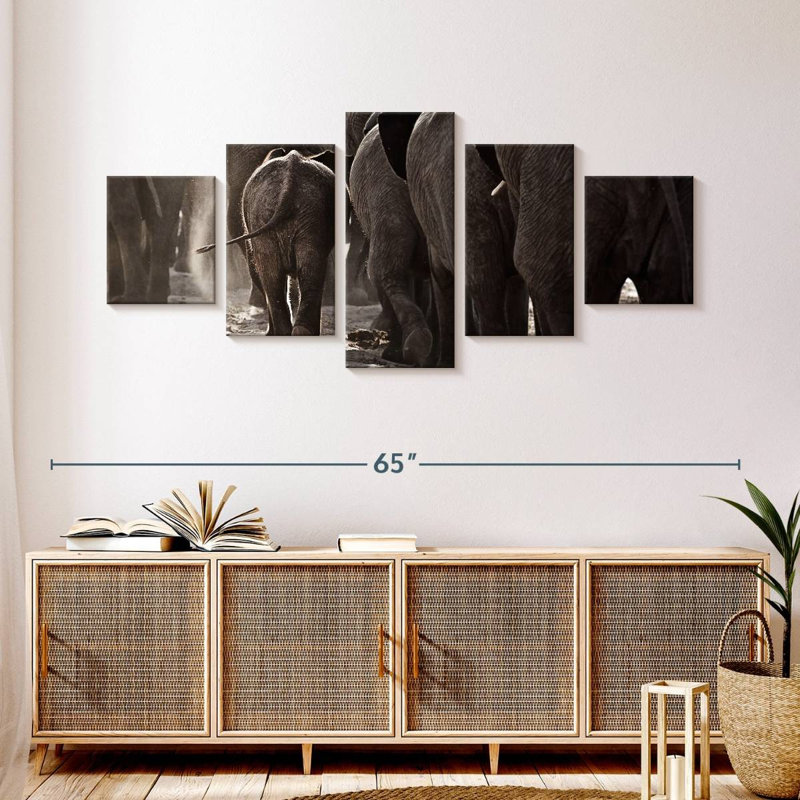 Vintage Elephants, 24" H x 55" W