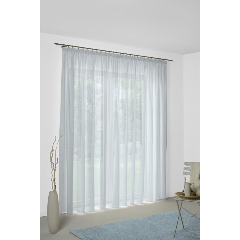 Sunday 82% Polyester And 18% Cotton Semi Sheer Curtain Single Panel, 142cm Width x 325cm Drop, Blue