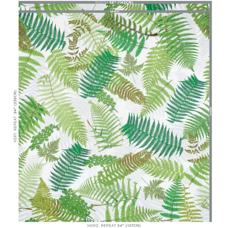 Schumacher x Clements Ribeiro Fernarium Fabric, Green/Ivory