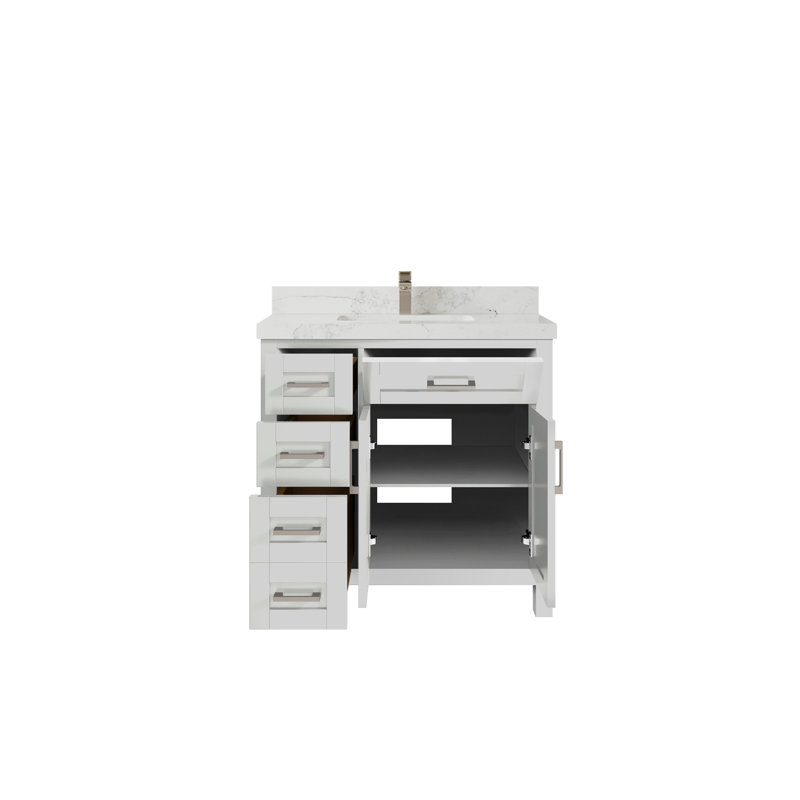 Ensemble de meuble-lavabo simple 36 po, Calacatta Nuvo, Blanc