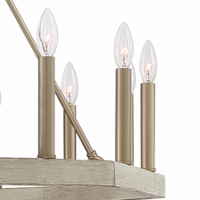Vredenburgh 16-Light Wagon Wheel Candle Style Chandelier, Driftwood/Brass Dust