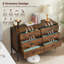 Commode en bois rustique avec 6 tiroirs, large meuble télé brun de 48 po avec rangement, 48,5 po x 15,7 po x 31 po