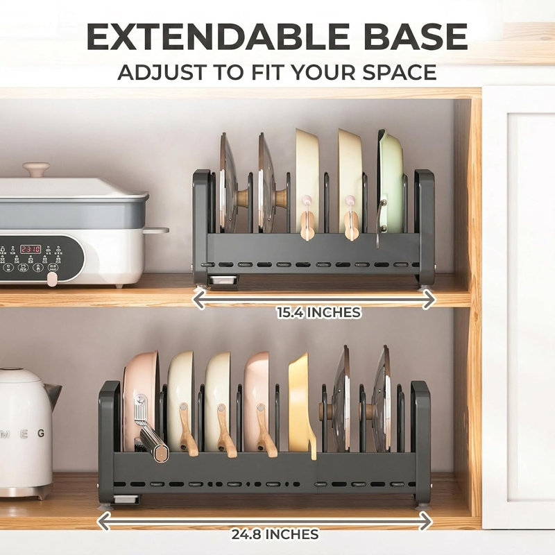 Pots and Pans Organiser Under Cabinet, Organisateur de couvercle de pot extensible
