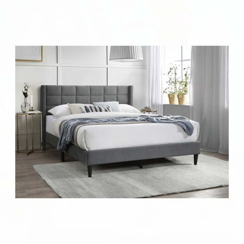 Lit tapissier Burlap, Gris