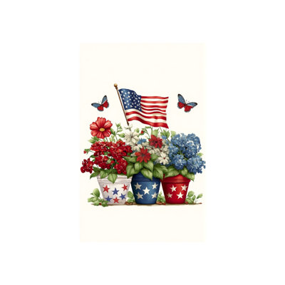 Drapeau de jardin patriotique à papillons 12 po x 18 po, 4 juillet