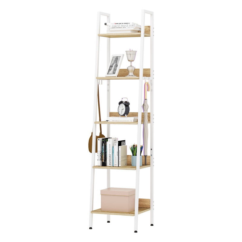Ladder Bookcase, 170"H x 40"W x 34"D, Brown/White