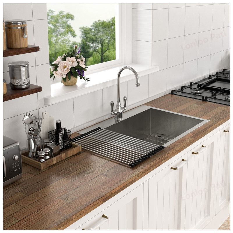25x22x9 Inch 16 Gauge Stainless Steel Single Bowl Topmount Kitchen Sink with Soundproofing and Easy Drainage