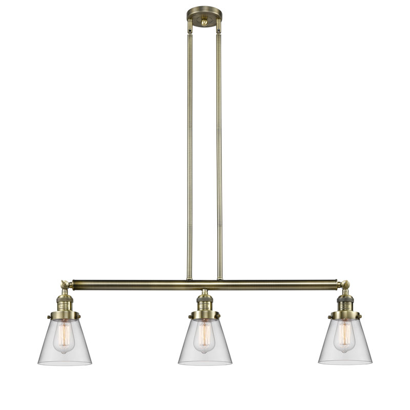 Montano 3 - Light Kitchen Island Pendant, No Bulb Included, Clear, Antique Brass