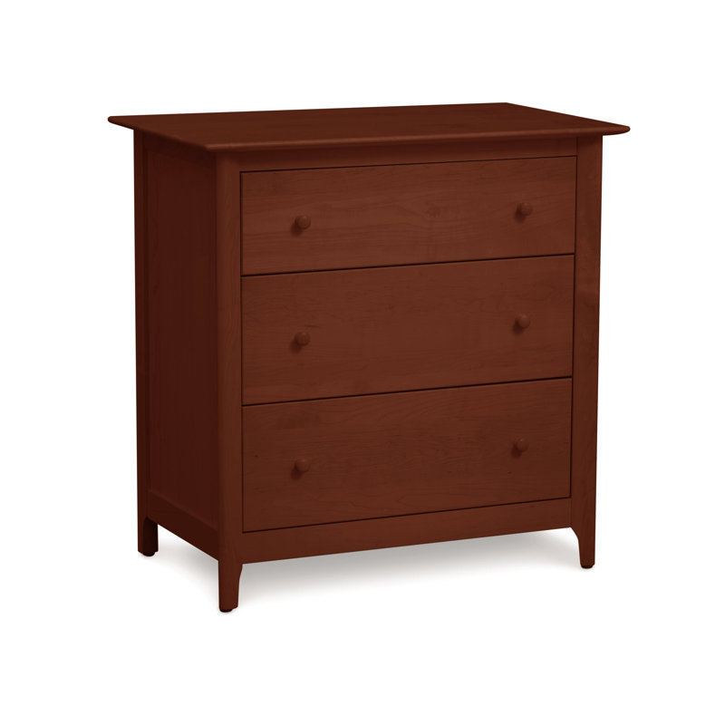 Sarah 3 - Drawer Solid Wood Dresser, Cognac Cherry