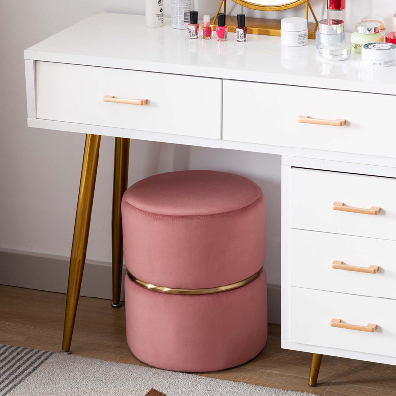 Artin 36cm W Velvet Round Footstool, Pink