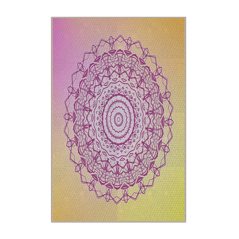 Tapis rose/jaune tissé à la machine, Rectangle 2 pi x 3 pi