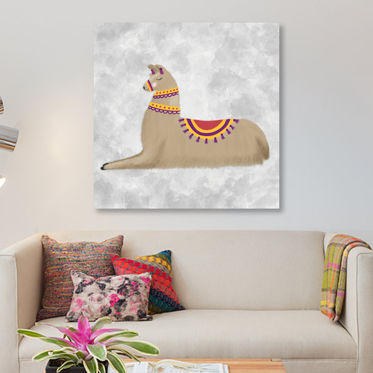 « jolie llama ii », impression sur toile tendue, H 37 po x l 37 po x P 1,5 po, Toile tendue, Pas de tapis