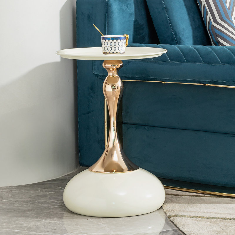 Petite table d'appoint ronde pour petits espaces, table basse, petite table basse de salon, table de bout blanche