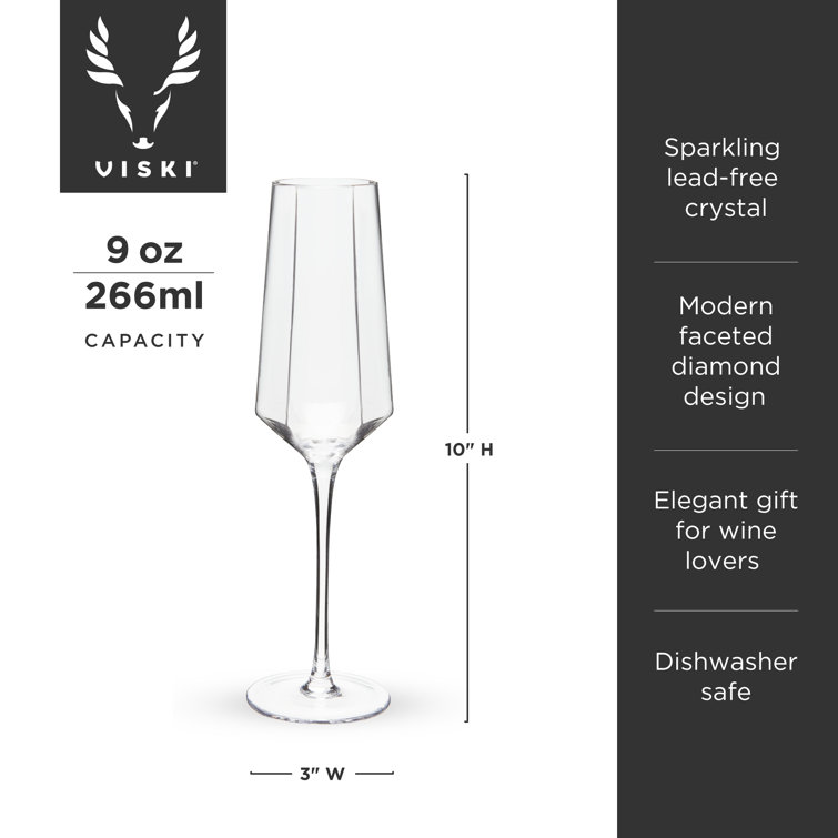 Viski Seneca Diamond Martini Glasses - Faceted Crystal Martini Glasses  Stemmed Cocktail Glassware - 11 Oz Martini Glasses Set of 2