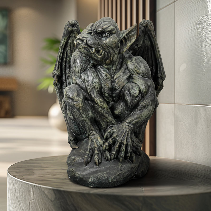 SunJet 23.2" Concrete Large Silas Sentinel Gargoyle Guardian Sculpture