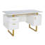 Bureau blanc et doré pour bureau avec tiroirs et rangement, l 51,25 po