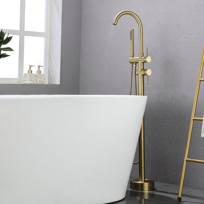 2 Handle Floor Clawfoot Tub Faucet with Diverter