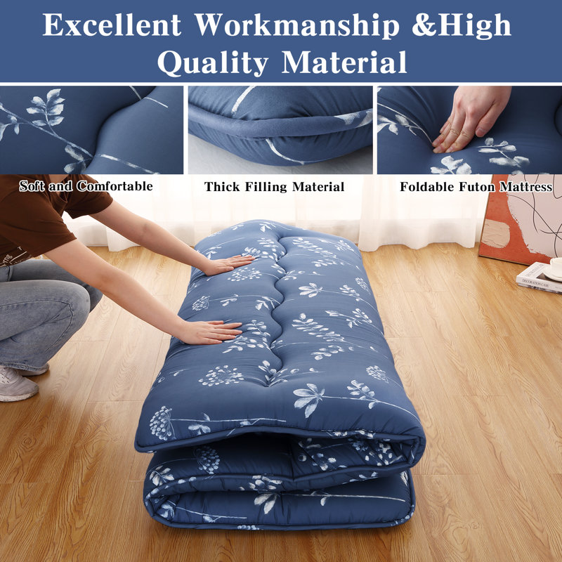Matelas futon japonais, Bleu, Lit double