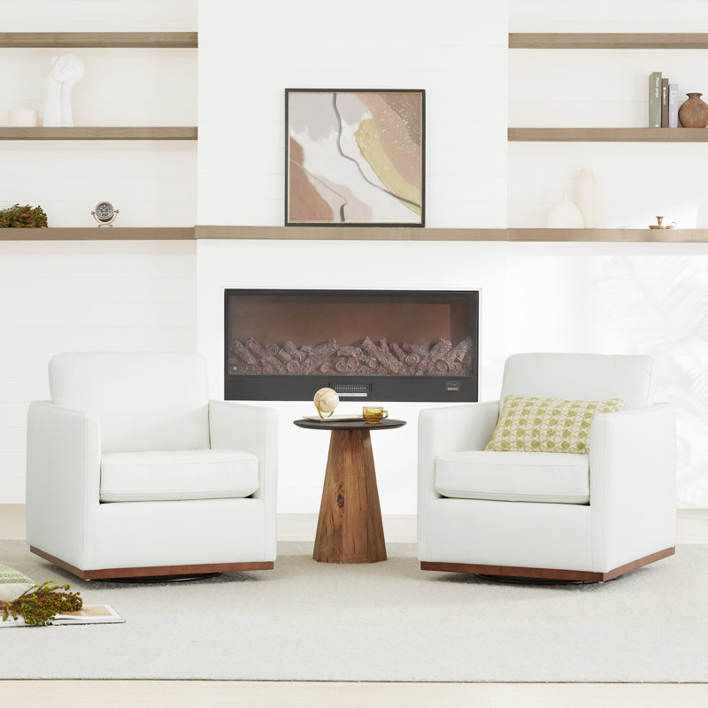 Fauteuil Benten, Cuir assorti blanc