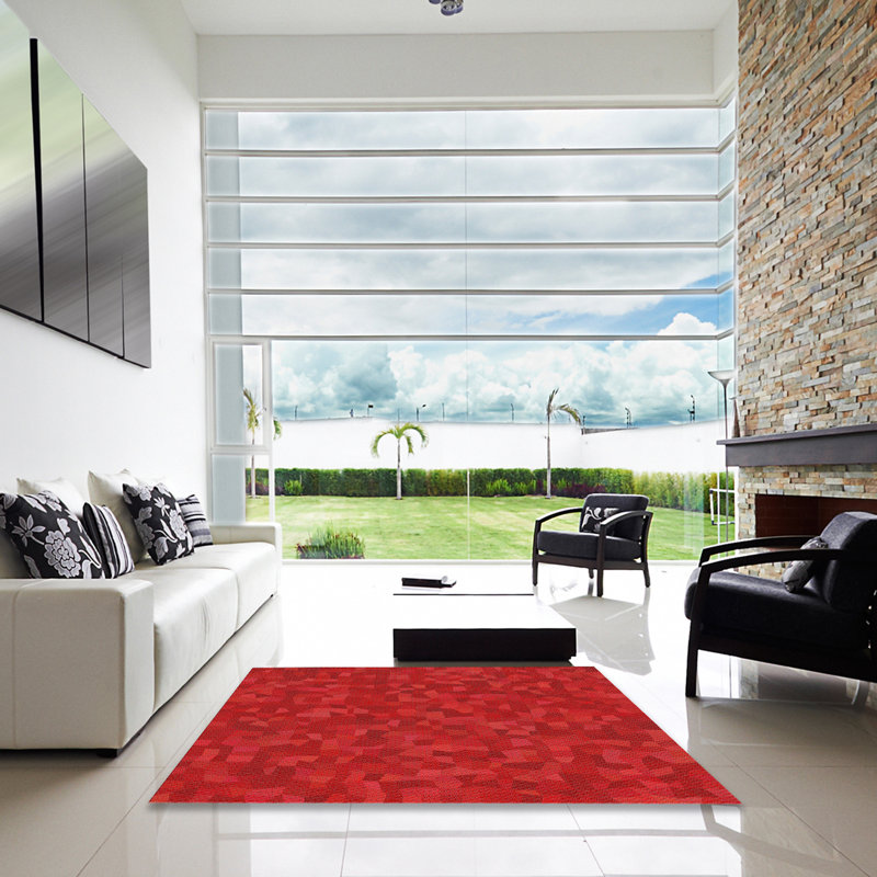 Tapis abstrait rouge, Carré 4 pi