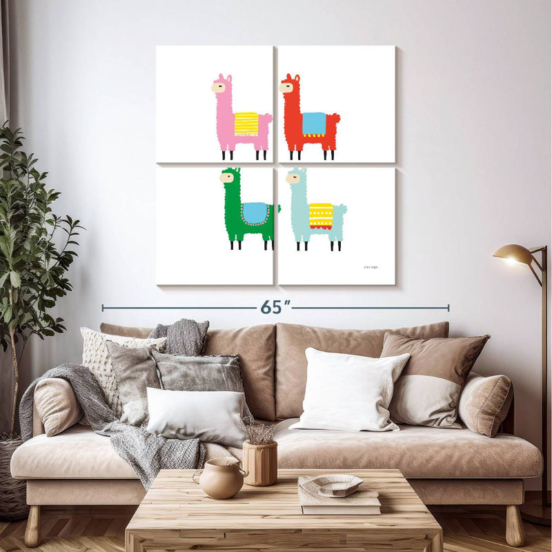 Brampt, les lamas colorés, H 45 po x l 45 po