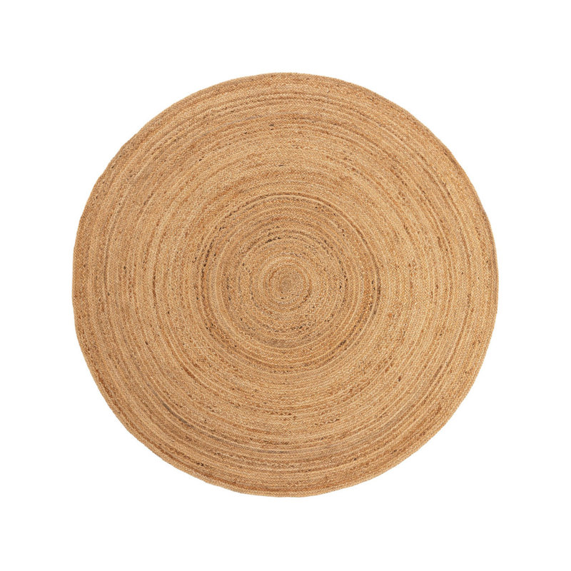 Tapis rond brun uni en jute tissé à la main 2 pi 11 po