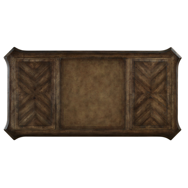 Rustic Walnut Traditional Executive Desk with Filing Cabinet