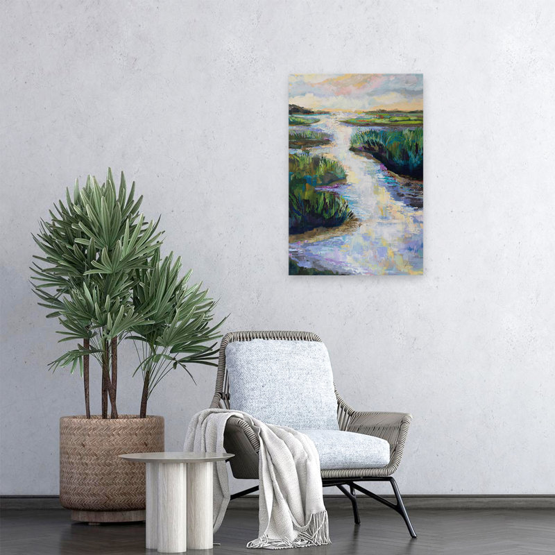 Art d'évasion bleu et vert, H 24 po x l 16 po