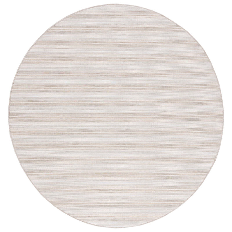 Tapis intérieur / extérieur beige Abeda, Rond 6 pi 5 po