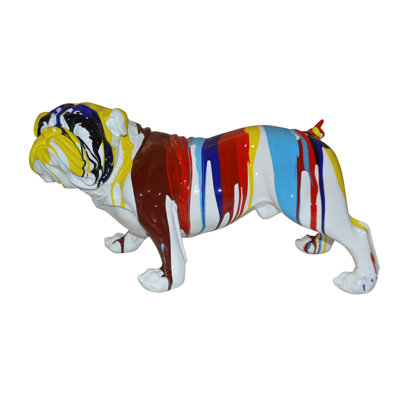 Statue de bouledogue en résine multicolore d'art moderne Bizier - Taille: L 28 po x l 12 po x H 16 po.