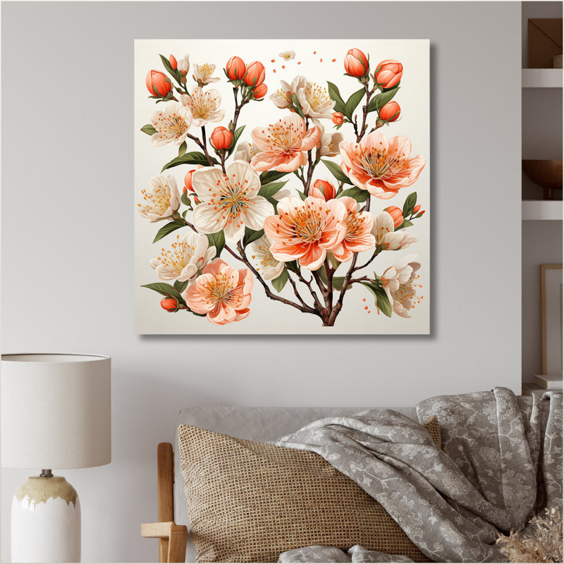 Peach Blossom Bliss IV, H 24 po x l 24 po x P 1 po, Toile tendue