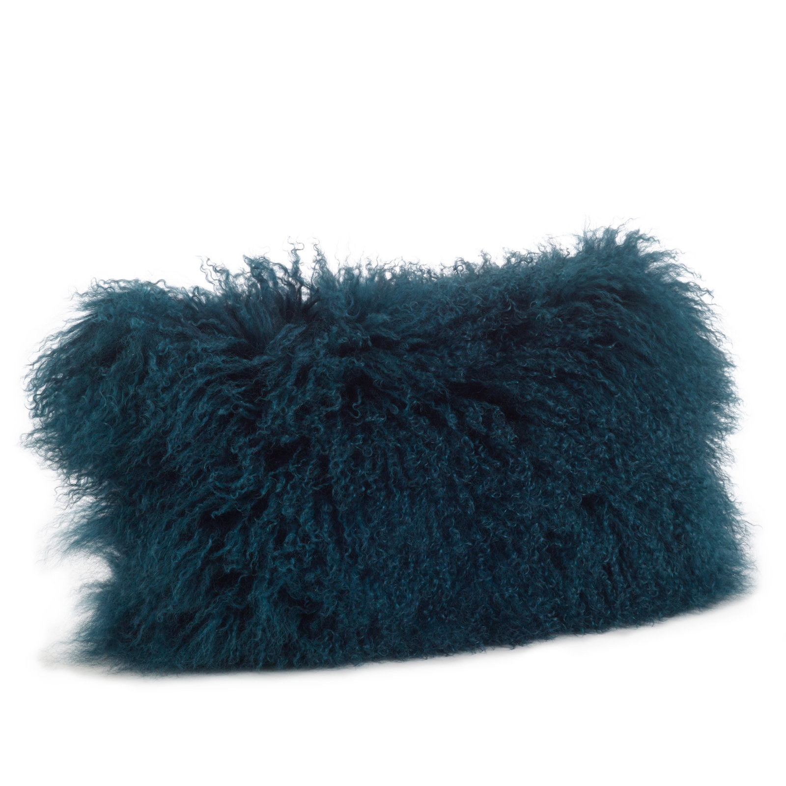 Iyana Wool Lumbar Throw Pillow, Teal, 12"H x 20"W