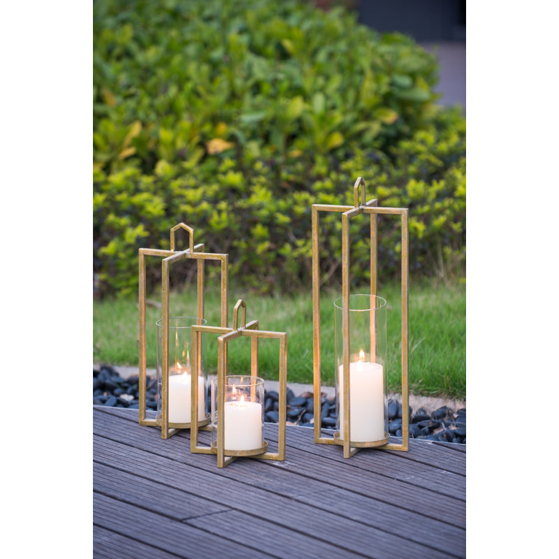 Ensemble de 3 lanternes de style lanterne dorée à face ouverte 18,7 po H 14,6 po H 11 po Lanterns Lanterns