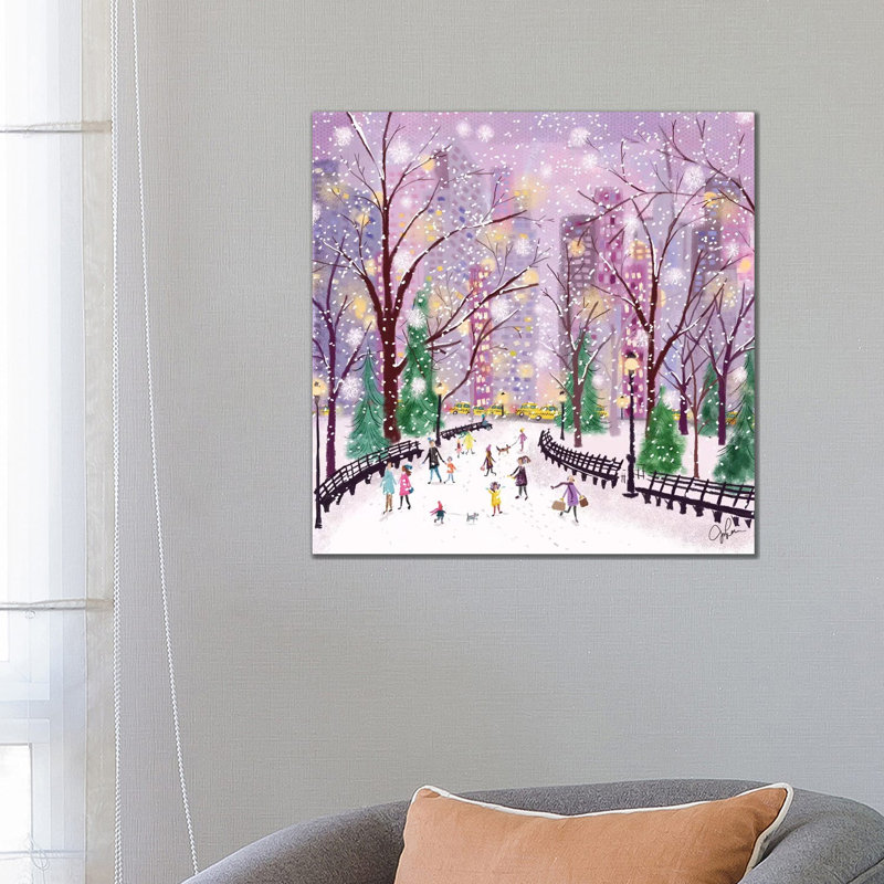 «Snowy Night» par Joy Laforme - impression sur toile tendue, H 12 po x l 12 po x P 0,75 po, Toile tendue