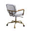 Chaise de bureau en cuir blanc antique - coussin épais et stable de 3 po, pivotant à 360 degrés, hauteur réglable, + gris, coussin optionnel, densité de la mousse D6,5, fabrication du siège