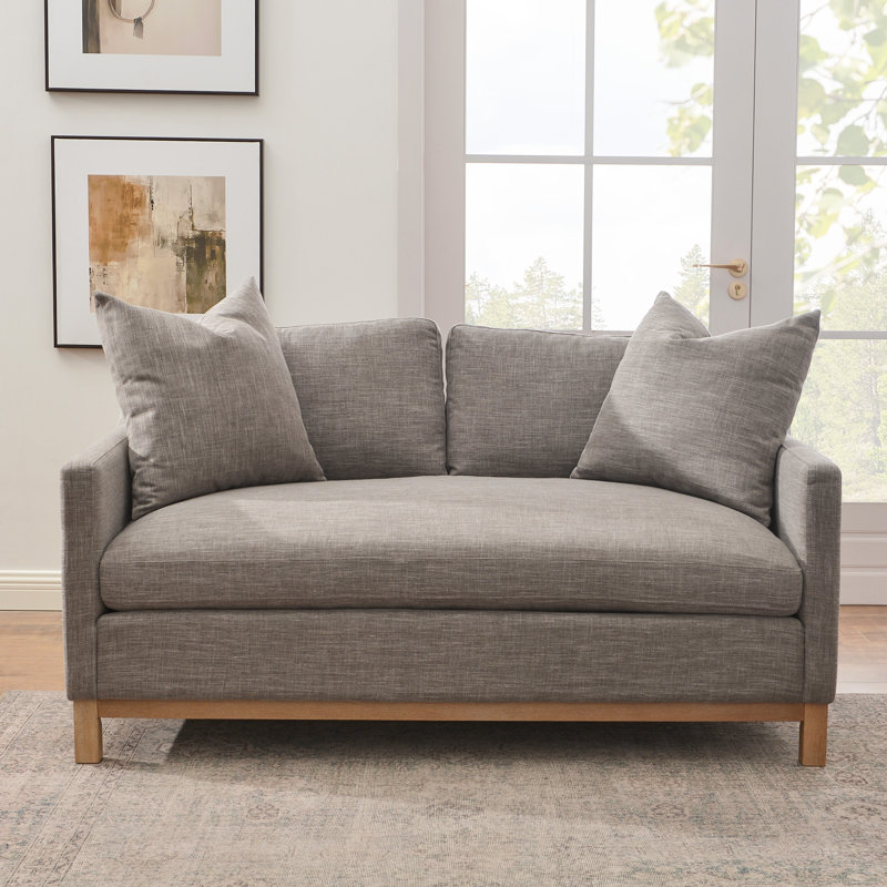 Cami 64'' Upholstered Loveseat, Smoke Linen Blend