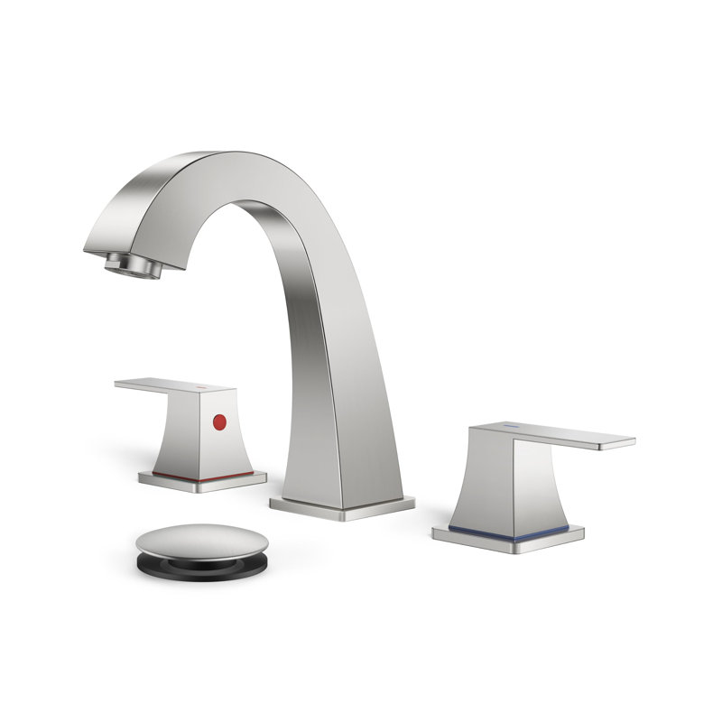 Robinet de salle de bain à 2 poignées avec drain, Stainless steel