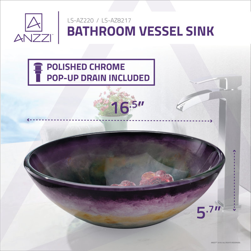 Lavabo de salle de bain vasque circulaire en verre trempé rose / vert Panye