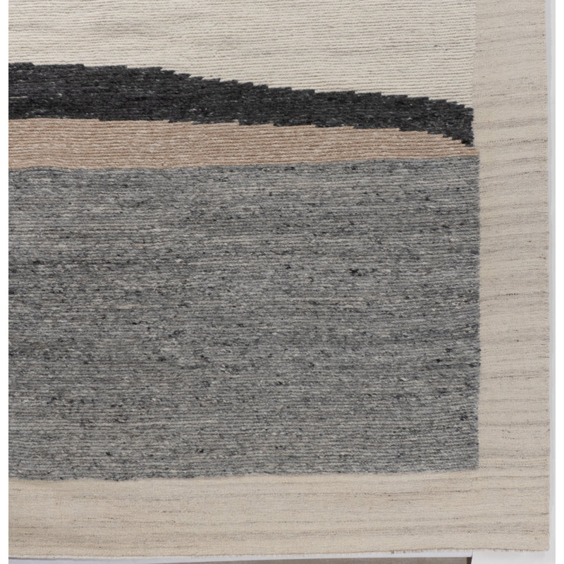 Flatweave Wool Abstract Area Rug in Cream/Gray/Black