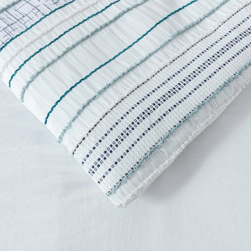 Boho Striped Clip Jacquard Comforter Set with Sheets, FullComforter+2StandardShams+2StandardPillowcases
