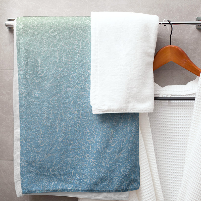 Serviette de bain florale ditsy classique, Jaune/bleu