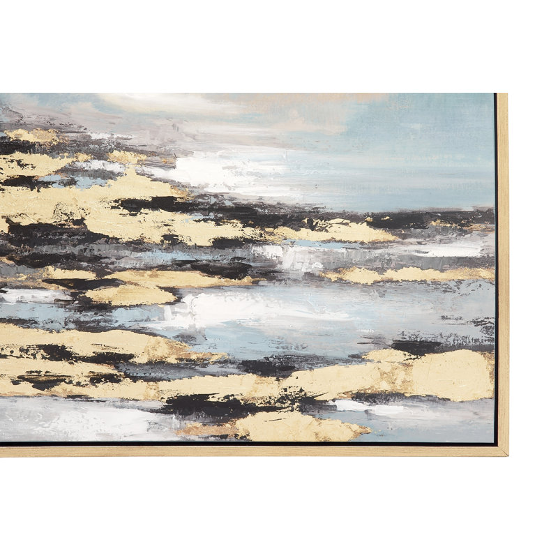 Blue and Gold Abstract Landscape Canvas Wall Art