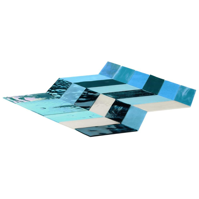 Elizabeth Sutton Meta Glossy Glass Chevron Mosaic Tile, Tulum
