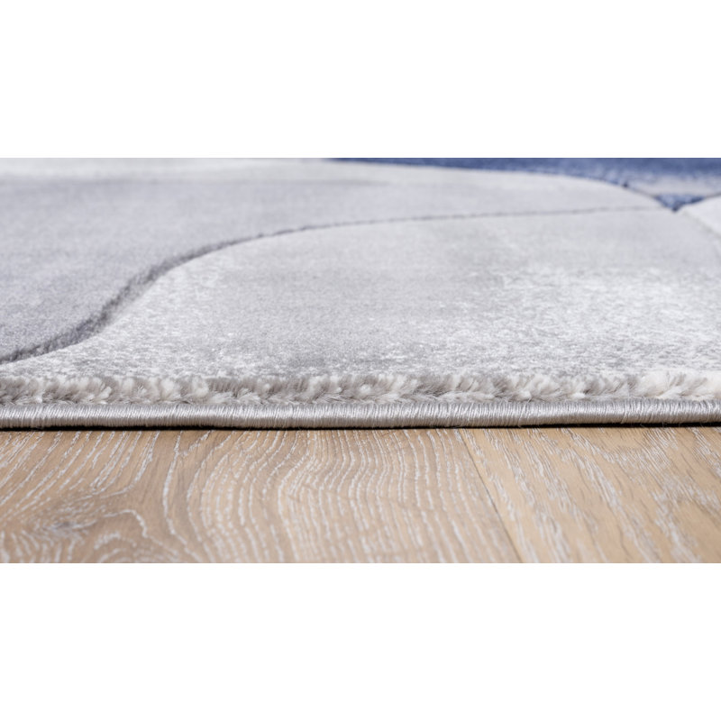 Alexia Collection Blue/Grey Abstract Modern & Contemporary Area Rug, 8'1 X 10'5