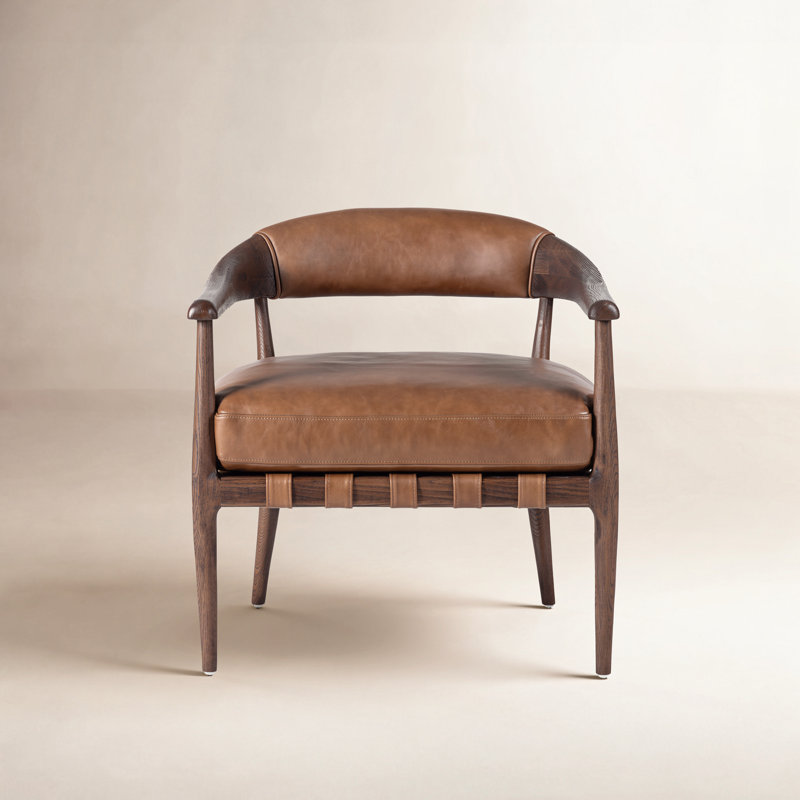Gretel 29'' Wide Top Grain Genuine Leather Armchair, Sonoma Chestnut