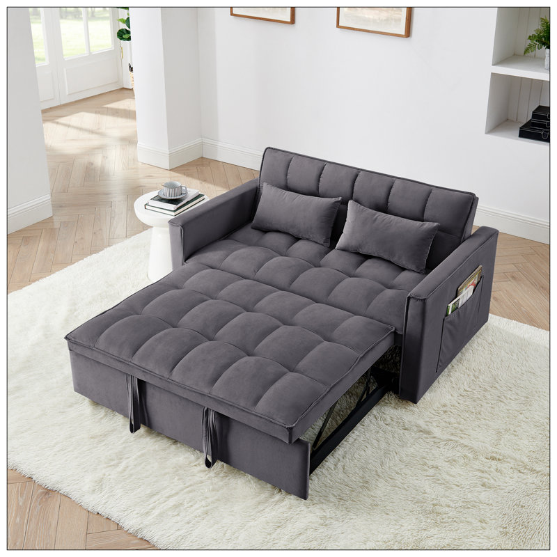 54,33 po Canapé-lit pliable polyvalent en 3 longueurs, canapé-lit moderne, canapé-lit en velours, dossier réglable